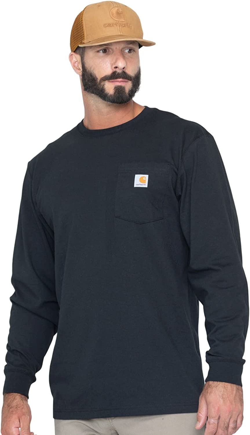 230816041051007_1 Carhartt Men's Loose Fit Heavyweight Long-Sleeve Pocket T-Shirt - Image 1